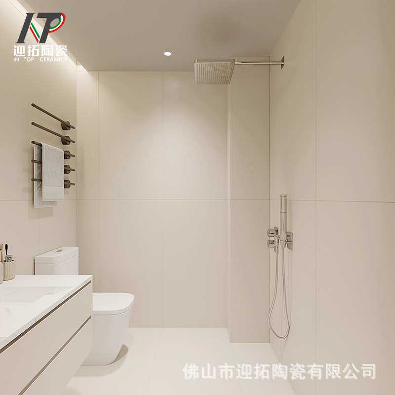 金丝绒8.0防污升级通体地砖柔光素色奶油白白色600X1200佛