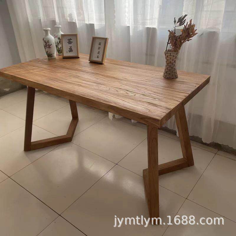 风化老榆木书桌家用卧室学习电脑桌办公室喝茶桌茶台实木方形画桌