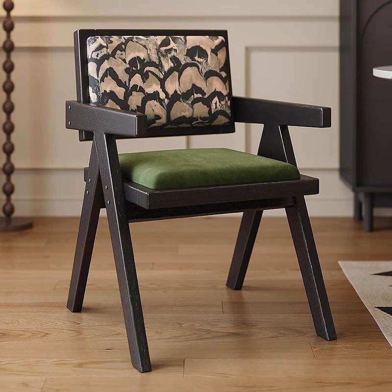 简约北欧实木昌迪加尔椅藤编扶手椅阳台餐椅家用民宿休闲藤椅