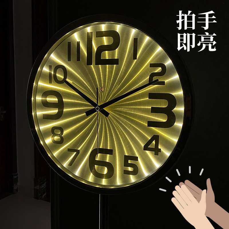 14英寸落地钟创意客厅 智能声控夜光立式钟静音站地钟高档金属钟