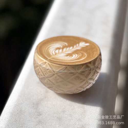 日式江户切子水晶玻璃咖啡拉花杯雕刻七宝透明专用拉花蛋杯220ml