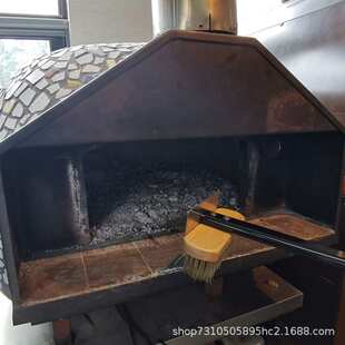 乐汇pizza oven brush比萨饼烤炉铜丝刷带不锈钢刮板手柄可拆卸款