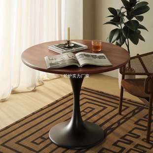 圆形餐桌家用客厅休闲咖啡桌洽谈桌子小户型出租屋阳台郁金香圆桌