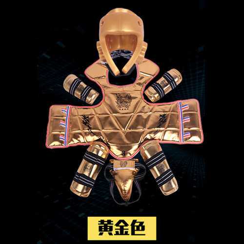 黄金护具跆拳道散打搏击运动训练实战男女儿童防护套装护具装备