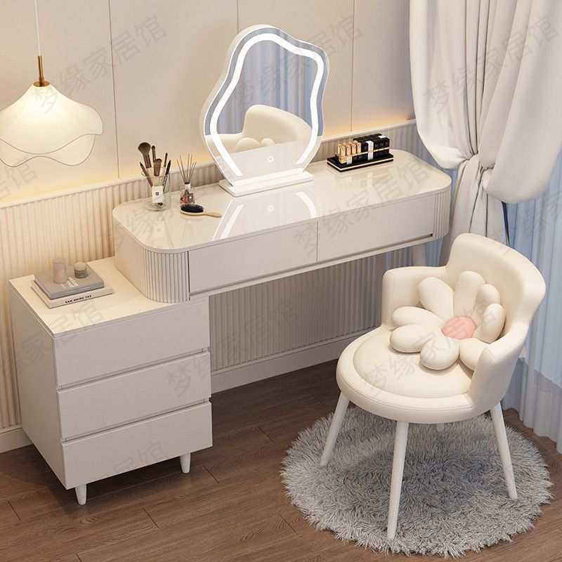 奶油风梳妆台现代简约收纳柜床头柜化妆台一体书桌伸缩化妆桌2025,3C数码配件,USB灯,淘宝优惠券,粉丝福利购,淘宝优惠卷