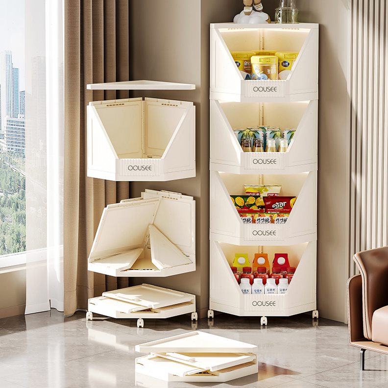 墙角收纳柜家用卧室转角置物架客厅夹缝收纳书架展示架带轮小推车