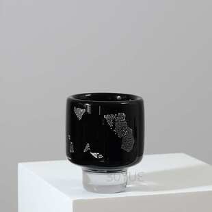 现代简约轻奢创意高脚黑色银箔琉璃花瓶客厅书房特色工艺品装饰品