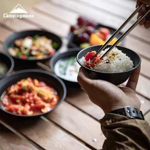 柯曼BKS395黑化不锈钢镀钛便携户外露营烧烤汤碗盘碟子餐具套装
