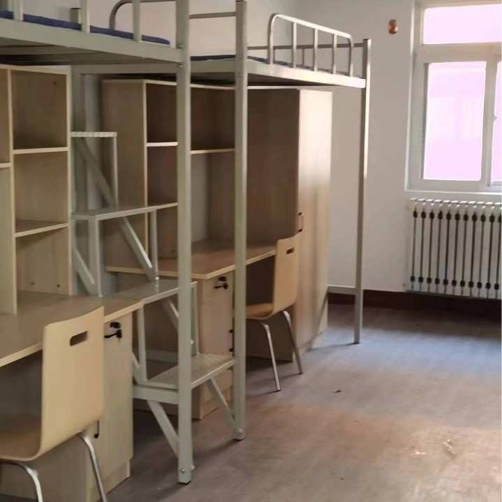50方双人大楼梯宽公寓床学生员工宿舍公寓床上床下桌铁艺床定 制