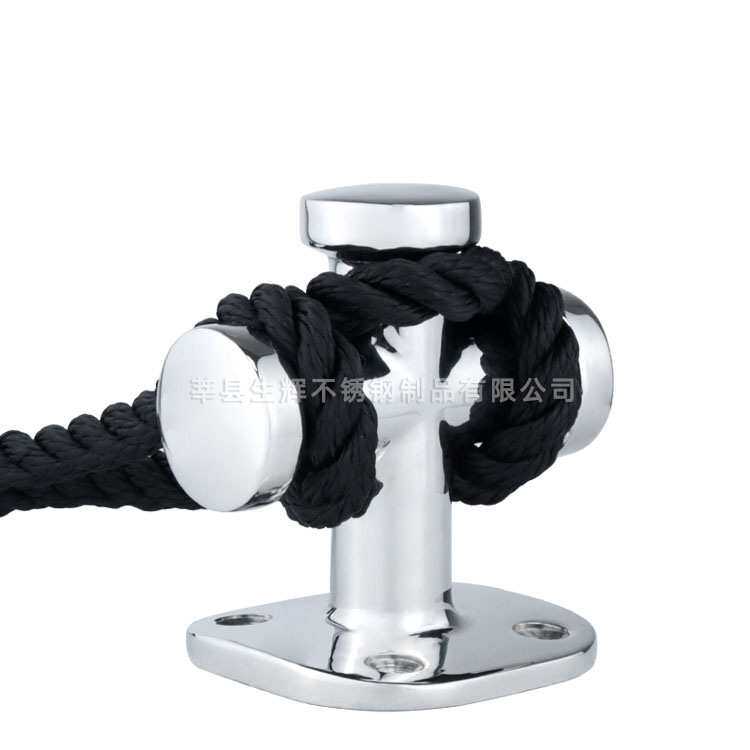 316不锈钢游艇五金配件 玻璃钢船单十字63*63缆桩船用小缆桩