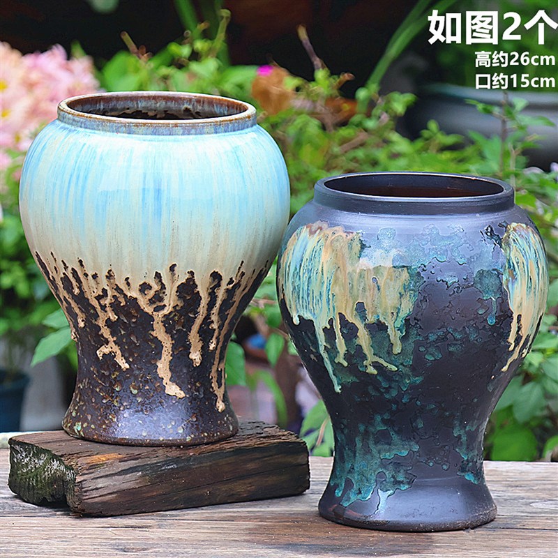 多肉花盆陶瓷三角梅专用大口径多肉E植物粗陶创意覆古绿植栽桌面