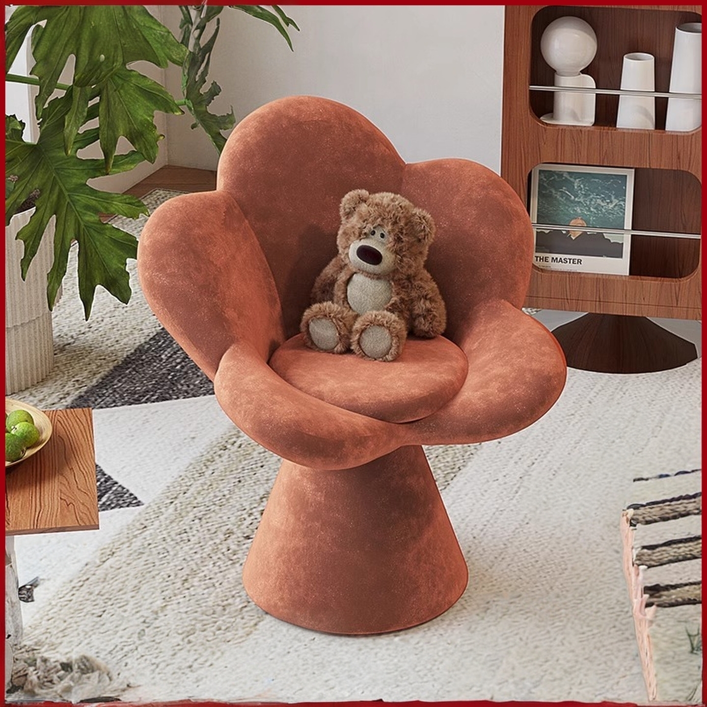 北欧绒布花瓣旋转梳妆台梳妆凳