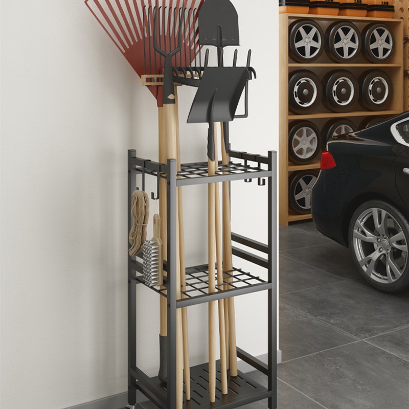 园林工具架置物收纳架带轮车库五金工具储L物架移动农用工具置物