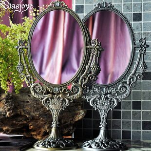 复古后镜子扮装公主可爱高清台王欧式化妆双面大号旋转台式梳妆镜