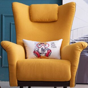 实木布艺皮网红新款卧室沙发北欧阳台休闲椅单人轻奢客厅麻小户型