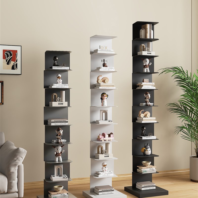 书架落地小型窄i款隐形置物架多层铁艺展示架房间客厅墙角收纳书