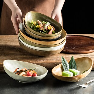 粗陶异形碗高f级感陶瓷碗商用特色炒饭碗芝士沙拉碗早餐菜碗大碗