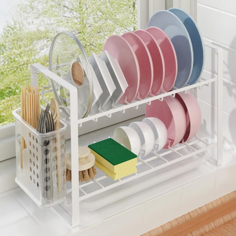 厨房碗碟碗筷沥水架碗盘收纳层架极窄小型小尺寸台面窗X台碗架置