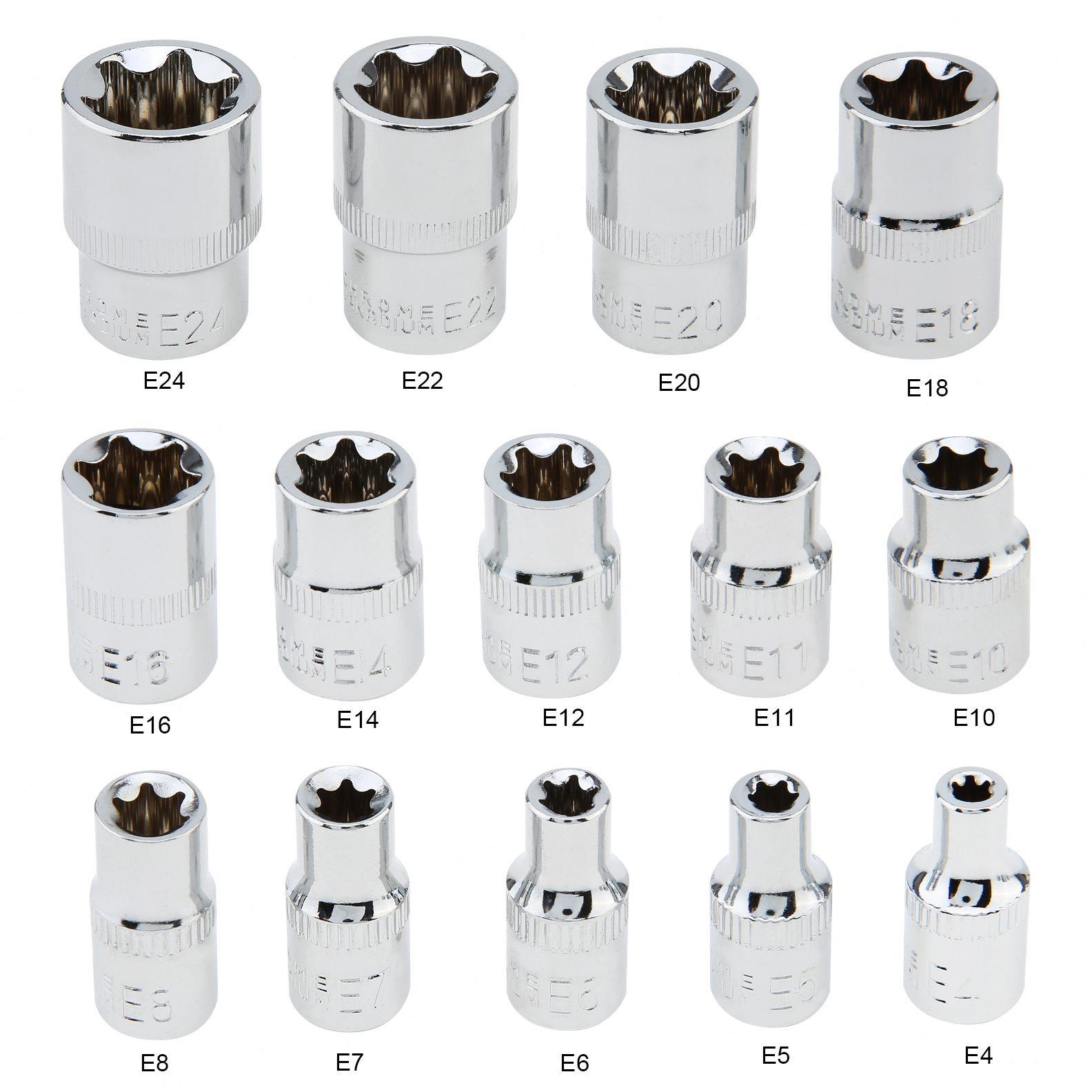 14件套E型6花套筒头组合扳手e4-24mm 大飞中飞小飞汽车维修工具
