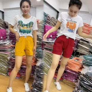 高腰百搭休闲五分裤 白色棉麻宽松显瘦阔腿裤 女2021夏薄款 网红短裤