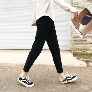 裤 萝卜裤 宽松九分显瘦直筒西装 胖mm休闲烟管裤 女春秋哈伦小脚大码