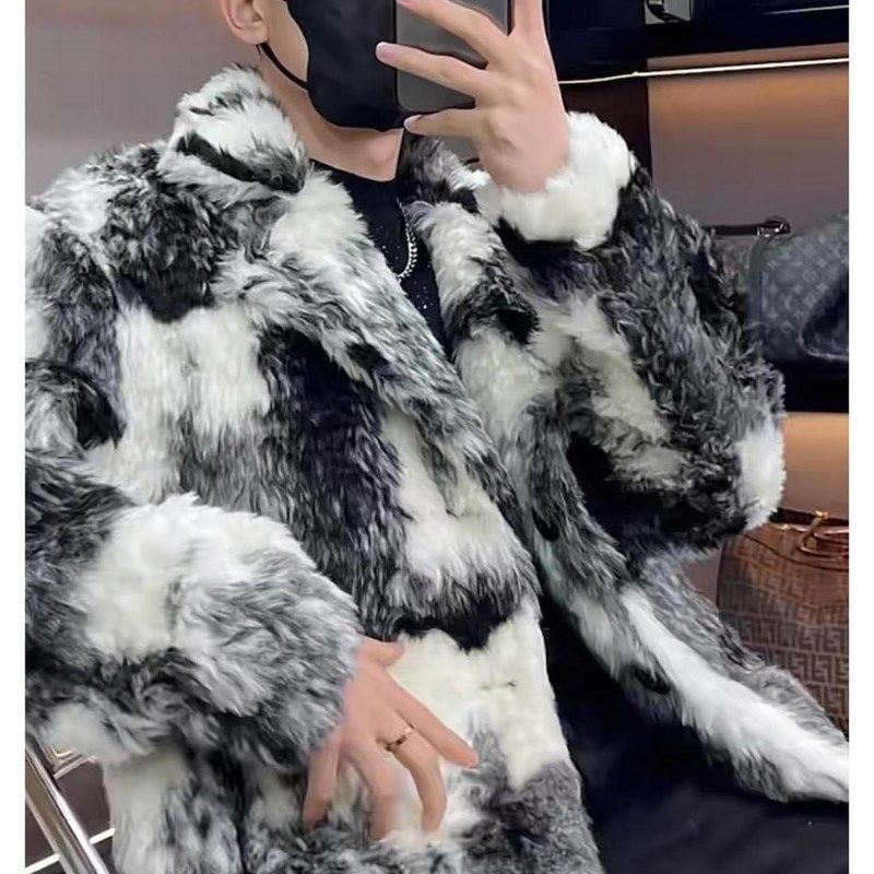 2023新款潮流保暖时尚皮草外套毛绒夹克冬季帅气加厚棉衣男士大衣,男装,皮草,淘宝优惠券,粉丝福利购,淘宝优惠卷