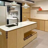 北欧实木岛台餐桌一体家用小户型工作台现代简约工作台厨房吧台柜