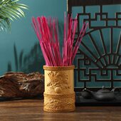 佛具用品浮雕竹制香筒插香财神香炉招财立式 香筒家用线香筒放香