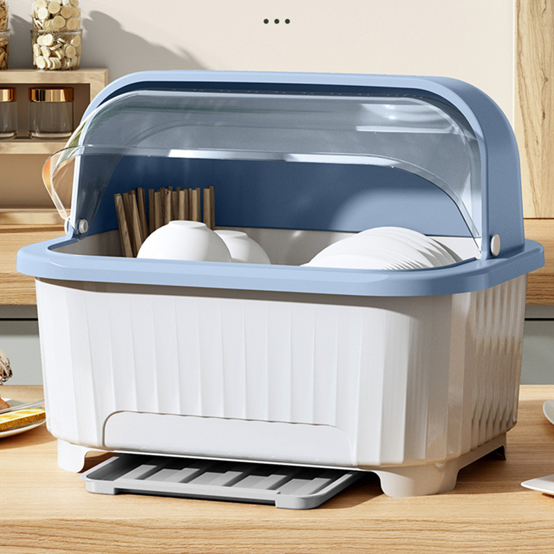 日式加大号家用带盖碗碟沥水置物架厨房装碗盘筷子放碗箱柜收纳盒