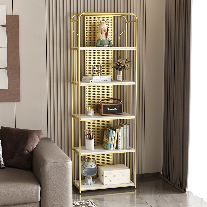 轻奢书架落地置物架高级感多层z铁艺收纳架客厅展示架洞洞板收纳