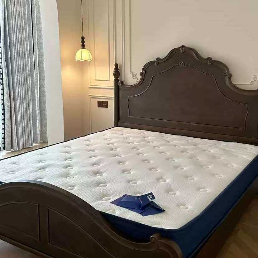 复古美式乡村实木床1.8m现代简约主卧室双人大床中古风法式婚床