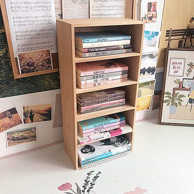 实木收纳书小书架架立卧宿舍桌多层面晴天开两用手账本杂货铺16本