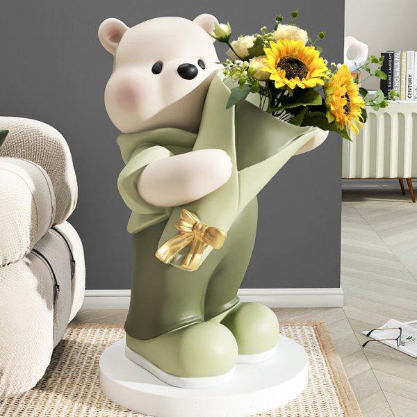 大熊花瓶落地摆件客厅插花家居装饰品玄关电视柜开业乔迁新居礼品,家居饰品,落地摆件,淘宝优惠券,粉丝福利购,淘宝优惠卷