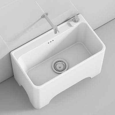 洗拖把池小号家用阳台卫t生间地盆拖布池高脚落地式陶瓷墩布池大