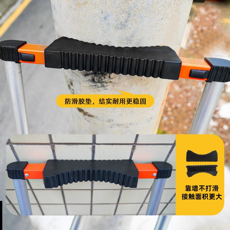 56/7/8米伸缩梯子工程梯便x携直梯靠件竹节加厚钩轮子家用铝合金