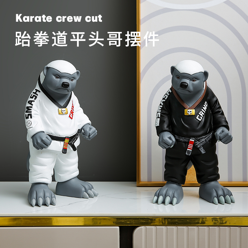 现代简约创意轻奢摆件p客厅电视柜装饰品办公室平头哥摆设不服就