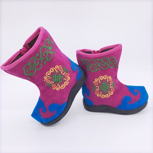 新品春夏儿童蒙古鞋女童蒙古靴 男童演出舞蹈靴 刺绣蒙古族靴子