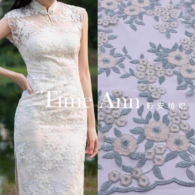 新品重工清新小碎花金丝刺绣蕾丝布料旗袍精致绣花连衣裙服装面料,纺织面料/辅料/配套,面料/布类,淘宝优惠券,粉丝福利购,淘宝优惠卷