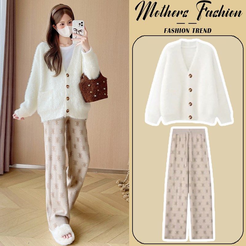 孕妇套装2024新款秋冬时尚洋气时髦开衫百搭针织毛衣裤子两件套女,孕妇装/孕产妇用品/营养,连衣裙,淘宝优惠券,粉丝福利购,淘宝优惠卷