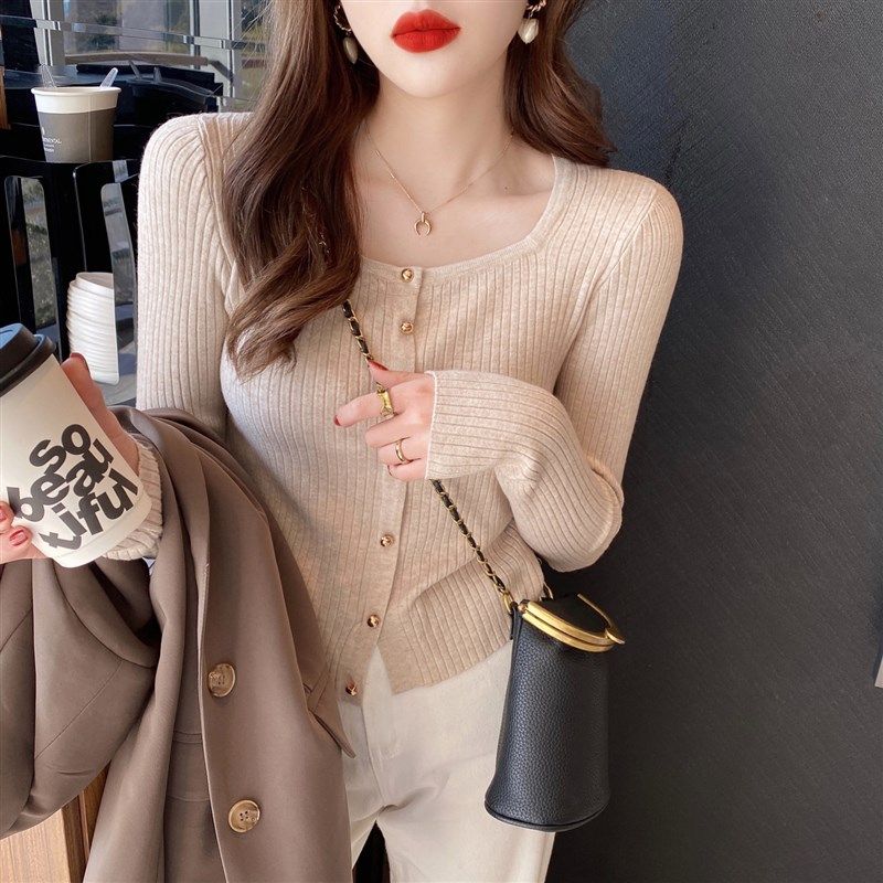 针织开衫毛衣女冬新款2021年爆款薄款上衣洋气圆领打底衫白色内搭,女装/女士精品,毛针织衫,淘宝优惠券,粉丝福利购,淘宝优惠卷