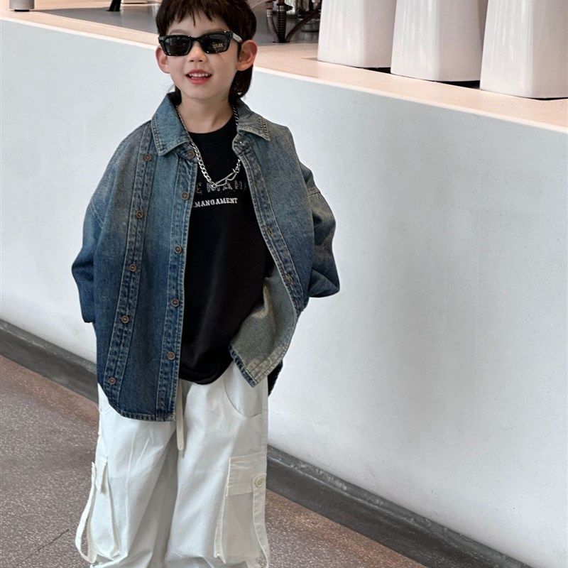 小杰家春季新款韩版男童百搭渐变洋气时尚牛仔衬衫儿童上衣潮,童装/婴儿装/亲子装,儿童牛仔衬衫,淘宝优惠券,粉丝福利购,淘宝优惠卷