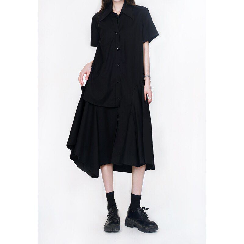 黑色衬衫洋装女2026夏季