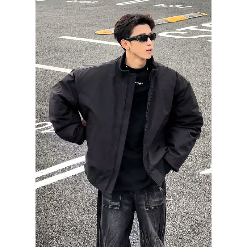 防风廓形飞行夹克棉服外