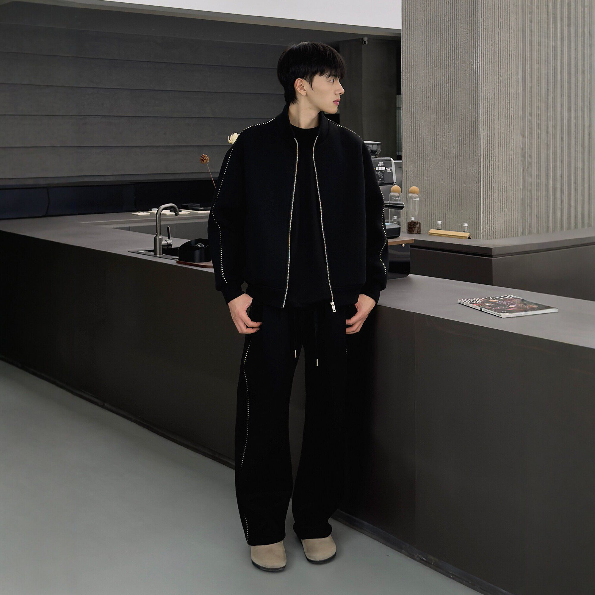 轻熟男士立领拉链卫衣套