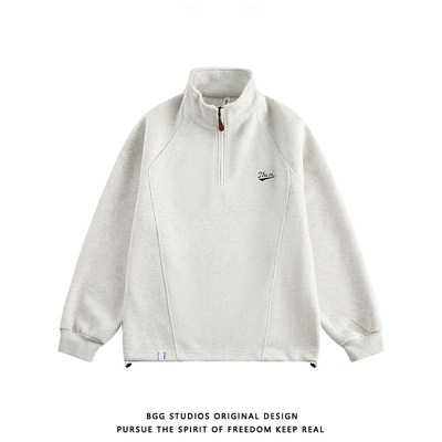 美式重磅半拉链卫衣男女潮牌宽松春秋冬立领长袖运动百搭情侣外套