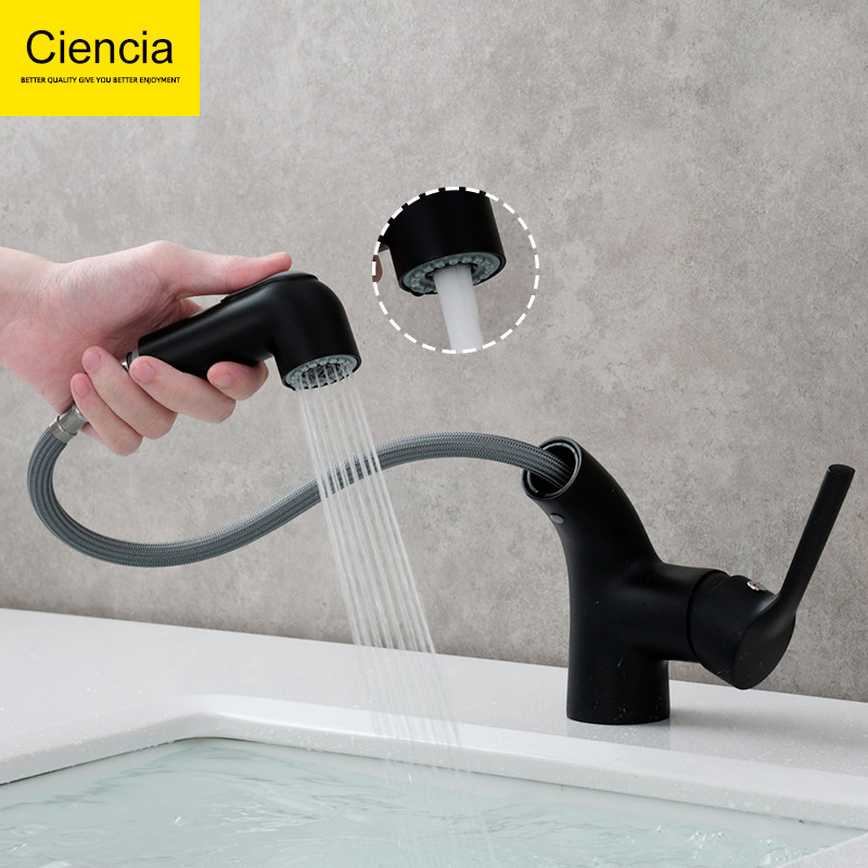 卫生间洗脸盆冷热水龙头抽拉式花洒双出水龙头伸缩卫生间台盆龙头,家装主材,面盆龙头,淘宝优惠券,粉丝福利购,淘宝优惠卷