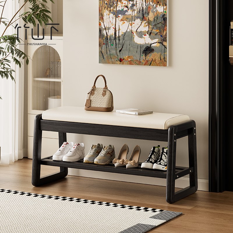 换鞋凳门口家用坐凳鞋架一体入户门可坐可收纳长条凳玄关实木鞋柜