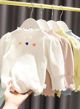 女宝宝2023春装洋气打底衫女童新款春秋长袖T恤儿童外穿内搭上衣