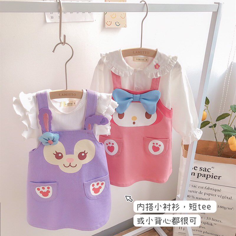 春夏儿童小童女童粉红色紫色卡通连衣裙