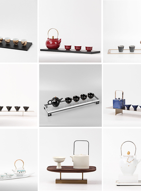 现代新中式禅意陶瓷茶具套装组合售楼处样板房客厅软装饰品摆件